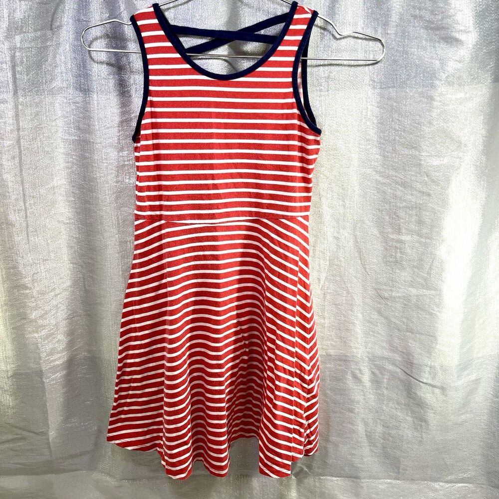 So Girls USA Red White Blue Striped Sleeveless Sun Dress Size S (10)
